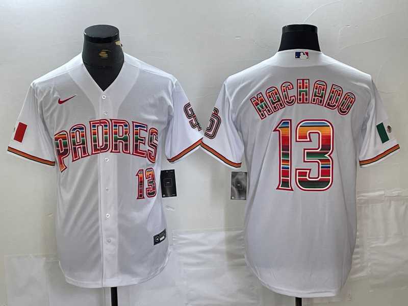 Men%27s San Diego Padres #13 Manny Machado Mexico White Cool Base Stitched Baseball Jersey Dzhi->san diego padres->MLB Jersey